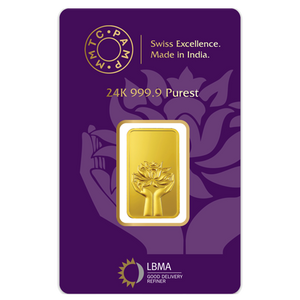 Lotus 5g, 24-Karat Fine Gold Bar, 999.9 Purity