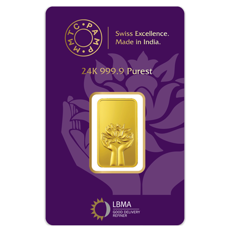 Lotus 50g, 24-Karat Fine Gold Bar, 999.9 Purity