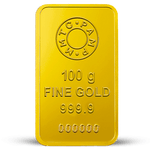 Lotus 100g, 24-Karat Fine Gold Bar, 999.9 Purity