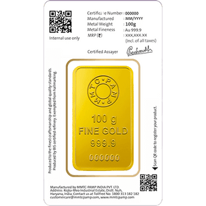Lotus 100g, 24-Karat Fine Gold Bar, 999.9 Purity